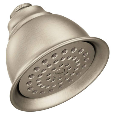 Click here to see Moen CL6302EPBN Moen 4-3/8in Single-Spray Function Shower Head, Eco-Performance, 1.75 GPM, Full-Spray, WaterSense Certified, Brushed Nickel - CL6302EPBN