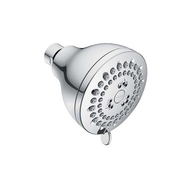 Click here to see Moen 23026 Moen Adler Four-Spray Function Shower Head, 2.5 GPM, 3-1/2in Diameter Spray Head, Fixed Wall-Mount, 1/2in IPS Connection, Chrome - 23026