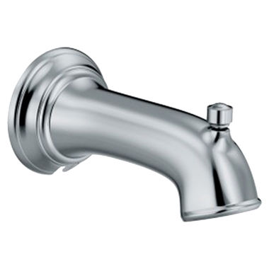 Click here to see Moen 3737 Moen Dartmoor 7-3/8-inch Wall Mounted Chrome Tub Spout with Pull-Up Diverter, 1/2-inch Connection Size, Slip Fit - 3737