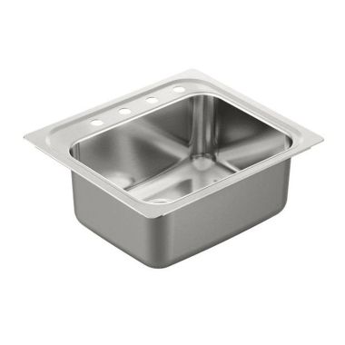 Click here to see Moen G181954Q Moen G181954Q 25-In x 22-In Stainless Drop-In Single Bowl 4-Hole Sink