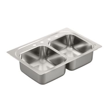 Click here to see Moen G182114Q Moen G182114Q 33-In x 22-In Stainless Drop-In Single Bowl 4-Hole Sink