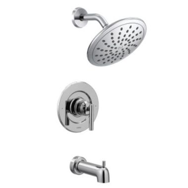 Click here to see Moen T3003EP Moen Gibson Posi-Temp Tub/Shower Faucet with 1.75 GPM Rainshower, 1-Function, Single Lever Handle, M-PACT, Eco-Performance, Chrome - T3003EP