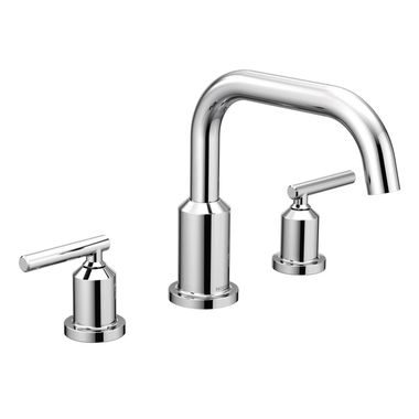 Click here to see Moen T961 Moen Gibson Two-Handle Roman Tub Faucet Trim, Angular Spout, Lever Handles, M-PACT, Chrome - T961
