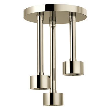 Click here to see Brizo 81335-PN Brizo Essential H2Okinetic Pendant Raincan Shower Head, Single-Function, Linear, Round, 1.75 GPM, Ceiling-Mount, WaterSense, Polished Nickel - 81335-PN