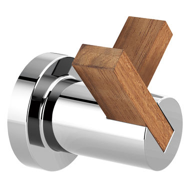 Click here to see Brizo 693535-PCTK Brizo Litze Chrome/Teak Double Robe Hook - 693535-PCTK