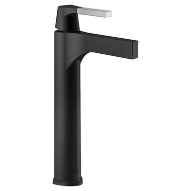 Click here to see Delta 774-CS-DST Delta Zura Vessel Lavatory Faucet, Less Drain, 1.2 GPM, WaterSense, DIAMOND Seal, Polished Chrome/Matte Black - 774-CS-DST