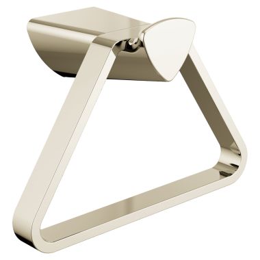 Click here to see Delta 77446-PN Delta Zura Triangular Wall Mounted Towel Ring with Mounting Hardware, Polished Nickel - 77446-PN