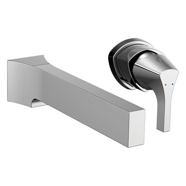 Click here to see Delta T574LF-WL Delta Zura Two-Hole Wall-Mount Chrome Lavatory Faucet, Less Drain, 1.2 GPM, Single-Handle, Lever Handle, Less Rough-In - T574LF-WL
