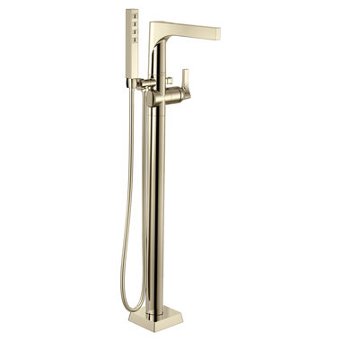 Click here to see Delta T4774-PNFL Delta Zura Single-Handle Freestanding Tub Filler Trim with 1.75 GPM Single-Setting Hand Shower, H2Okinetic, Touch-Clean, Lever Handles, Polished Nickel - T4774-PNFL