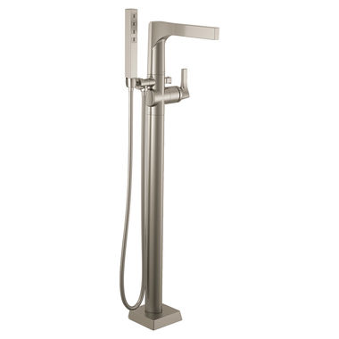 Click here to see Delta T4774-SSFL Delta Zura Single-Handle Freestanding Tub Filler Trim with 1.75 GPM Single-Setting Hand Shower, H2Okinetic, Touch-Clean, Lever Handles, Stainless - T4774-SSFL