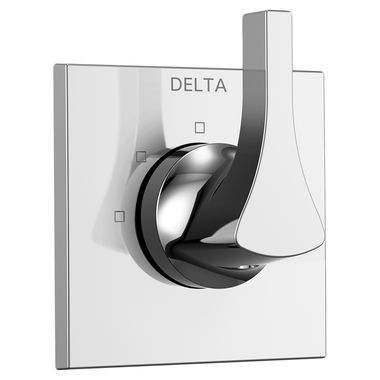 Click here to see Delta T11874 Delta Zura 3-Function Diverter Valve Trim, Lever Handle, 2-Port, Polished Chrome - T11874