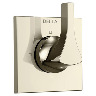 Click here to see Delta T11874-PN Delta Zura 3-Function Diverter Valve Trim, Lever Handle, 2-Port, Polished Nickel - T11874-PN