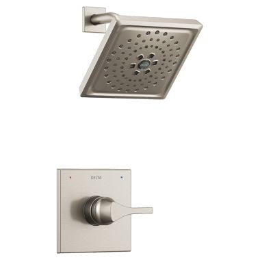 Click here to see Delta T14274-SS Delta Zura Monitor 14 Series H2Okinetic Shower Faucet with 3-Setting Rain Showerhead, 1.75 GPM, Single Lever Handle, ADA, Stainless - T14274-SS