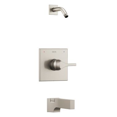 Click here to see Delta T14474-SSLHD Delta Zura Monitor 14 Series Pressure-Balanced Single-Handle Tub/Shower Faucet, Lever Handle, Less Showerhead, Stainless - T14474-SSLHD