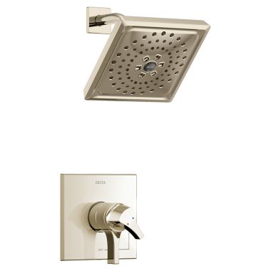Click here to see Delta T17274-PN Delta Zura Monitor 17 Series Two-Handle H2Okinetic Rain Shower Faucet with Volume Control, 1.75 GPM, Lever Handles, ADA, Polished Nickel - T17274-PN