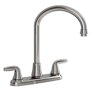 Click here to see American Standard 9316451.002  American Standard Jocelyn Two-Handle High-Arc Kitchen Faucet with Separate Side Spray, Brass Gooseneck Spout, Polished Chrome - 9316451.002