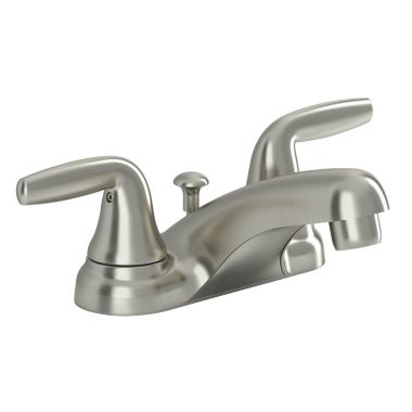 Click here to see American Standard 9316200.295 American Standard Jocelyn Two Lever Handles Centerset Satin Nickel Bathroom Faucet with Non-Metallic Speed Connect Pop-Up Drain, 1.5 GPM, Lead-Free - 9316200.295