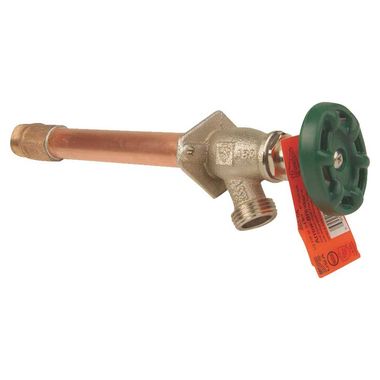 Click here to see Arrowhead Brass 456-06LF Arrowhead 456-06LF Standard Frost Free Hydrant, 1/2 in, Sweat/MIP, 3-3/4 in Wall, 125 psi, Green Handle