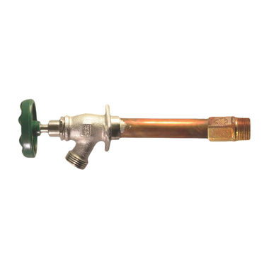 Click here to see Arrowhead Brass 456-10LF Arrowhead 456-10LF Standard Frost Free Hydrant, 1/2 in, Sweat/MIP, 3-3/4 in Wall, 125 psi, Green Handle