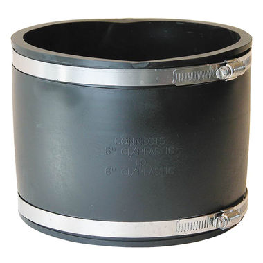 Click here to see Fernco P1056-66 Fernco Flexible Pipe Stock Coupling, 6 in x 5.74 in, Plastic, 4.3 psi, PVC - 1056