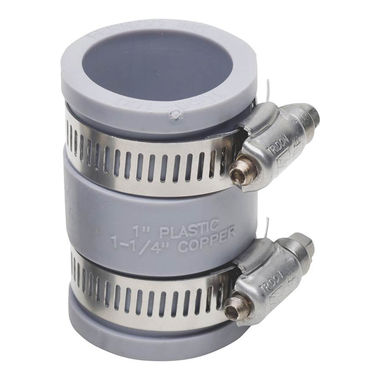 Click here to see Fernco P1056-100 Fernco P1056-100 Flexible Condensate Coupling, 1 in x 2-3/8 in, 4.3 psi