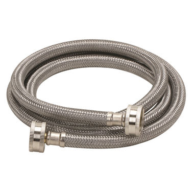 Click here to see Fluidmaster 9WM60 Fluidmaster 9WM60 No-Burst Washing Machine Hose, 3/4 in x 5 ft, Female, Stainless Steel