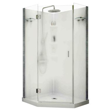 Click here to see Maax 105545 Maax Papaya 105545 3-Piece Shower Stall Kit, 36 in L X 36 in W X 72 in H, Polystyrene, Chrome