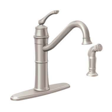 Click here to see Moen 87999SRS Moen Wetherly Single Handle Kitchen Faucet w/ Side Spray, Lever Handle, Spot Resist Stainless - 87999SRS