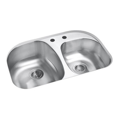 Click here to see Sterling 11724-2-NA Sterling Cinch Modern Offset Kitchen Sink, 31-1/2 in H x 20-1/2 in W x 9-5/16 in D, Luster