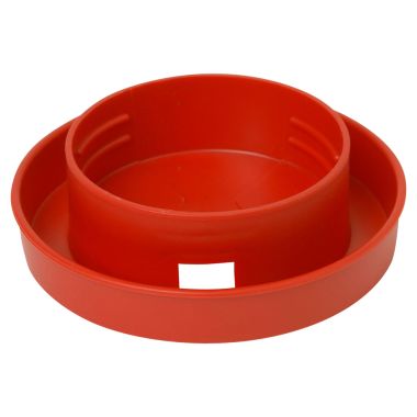 Click here to see Miller Mfg 730 Little Giant 730 Screw-On Quail Waterer Base, 4 in Diameter X 1-1/4 in Height, Polystyrene, Red