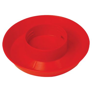 Click here to see Miller Mfg 740 Little Giant 740 Screw-On Jar Waterer Base, 6 in Diameter X 1-1/2 in Height, Polystyrene, Red