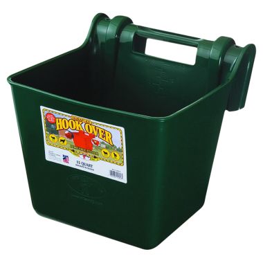 Click here to see Miller Mfg HF15GREEN Little Giant HF15GREEN Portable Hook Over Feeder, 15 qt Capacity 13-1/4 in W x 12 in L, Green