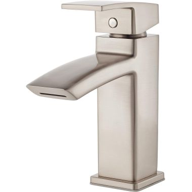 Click here to see Pfister LG42-DF1K Pfister Kenzo Single-Handle Deck-Mount Bathroom Faucet with Pop-Up Drain, Laminar Flow, Single-Handle, 1.2 GPM, Lever Handle, Brushed Nickel - LG42-DF1K