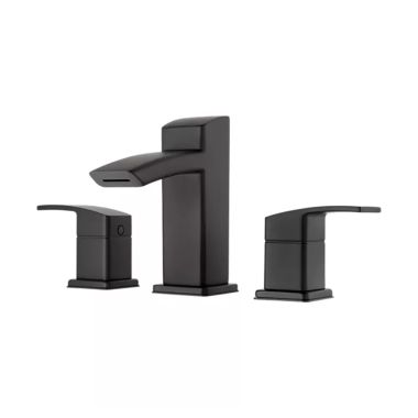 Click here to see Pfister LG49-DF2B Pfister Kenzo Widespread Bathroom Faucet w/ Metal Pop-Up Drain, 1.2 GPM, Lever Handle, Matte Black - LG49-DF2B