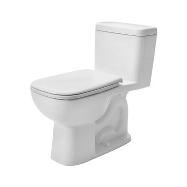 Click here to see  0113010001 Duravit D-Code 1.28 GPF One Piece Elongated Chair Height Toilet with Left Hand Lever, Less Seat, White - 0113010001