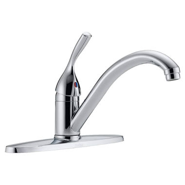 Click here to see Delta 100-DST Delta Classic Single Handle Kitchen Faucet w/ Escutcheon, Chrome - 100-DST