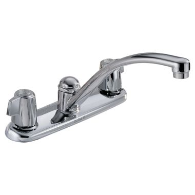 Click here to see Delta 2100LF Delta Classic Two Handle Kitchen Faucet, Mini Blade Handles, Chrome - 2100LF