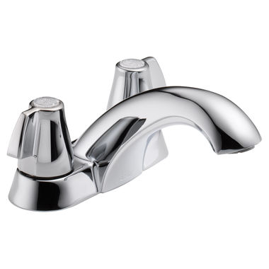 Click here to see Delta 2500LF Delta Classic Two-Handle Centerset Bathroom Faucet, Less Pop-Up, Deck Mount, Blade Lever Handles, ADA, 1.2 GPM, Chrome - 2500LF