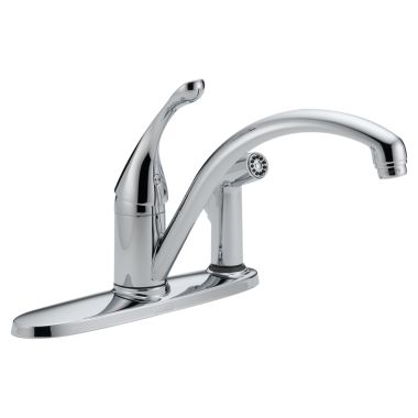 Click here to see Delta 340-DST Delta Collins Single Handle Kitchen Faucet w/ Side Spray in Deck Plate, Chrome - 340-DST