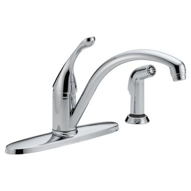 Click here to see Delta 440-DST Delta Collins Single Handle Kitchen Faucet w/ Side Spray, Deck Plate, Chrome - 440-DST