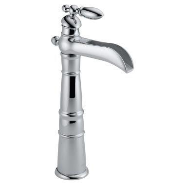 Click here to see Delta 754LF Delta Victorian Channel Spout Chrome Vessel Lavatory Faucet, Less Drain, 1.2 GPM, Single-Handle, Lever Handle - 754LF