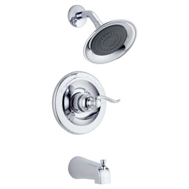 Click here to see Delta BT14496 Delta Windemere Monitor 14 Series Single-Handle Tub/Shower Faucet with Single-Setting Rain Showerhead, 1.75 GPM, Lever Handle, MultiChoice, Chrome - BT14496