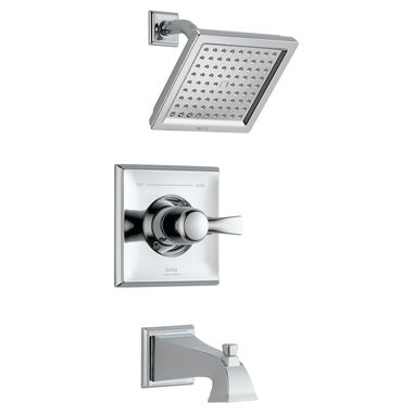 Click here to see Delta T14451 Delta Dryden Monitor 14 Series Single-Handle Tub/Shower Faucet with Single-Setting Rain Showerhead, 2.5 GPM, Lever Handle, Chrome - T14451