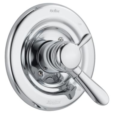 Click here to see Delta T17038 Delta Lahara Monitor 17 Series Two-Handle 7-1/2in Round Chrome Valve Only Trim, Lever Handle, ADA-Compliant - T17038