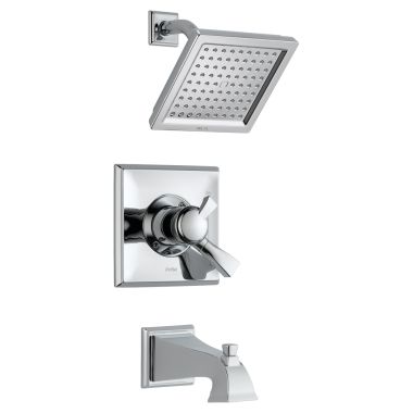 Click here to see Delta T17451 Delta Dryden Monitor 17 Series Two-Handle Tub/Shower Faucet with Single-Setting Rain Showerhead, 2.5 GPM, Lever Handles, Chrome - T17451