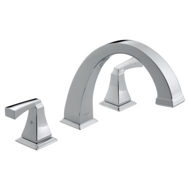 Click here to see Delta T2751 Delta Dryden Two-Handle Roman Tub Faucet Trim, Arc Spout, Lever Handles, ADA-Compliant, Chrome - T2751