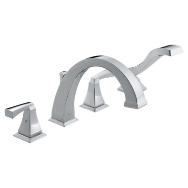 Click here to see Delta T4751 Delta Dryden Two-Handle Roman Tub Faucet Trim with 1.75 GPM Single-Setting Hand Shower, Arc Spout, Lever Handles, Touch-Clean, Chrome - T4751