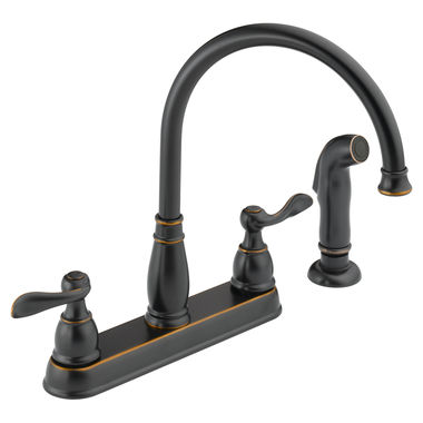 Click here to see Delta 21996LF-OB Delta Windemere Two Handle Kitchen Faucet w/ Side Spray, Oil Rubbed Bronze - 21996LF-OB