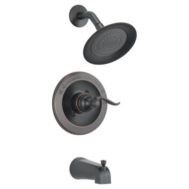Click here to see Delta BT14496-OB Delta Windemere Monitor 14 Series Single-Handle Tub/Shower Faucet with Single-Setting Rain Showerhead, 1.75 GPM, Lever Handle, Oil-Rubbed Bronze - 144996-OB