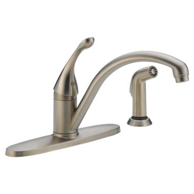 Click here to see Delta 440-SSWE-DST Delta Collins Single Handle Kitchen Faucet w/ Side Spray, Deck Plate, 1.5 gpm, Stainless - 440-SSWE-DST